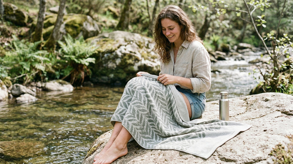 Sage Distressed Leaves • 100% Turkish Cotton • 600 GSM