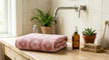 Checkered Floral Pink Bath Towels — 2‑Pack (27.5" x 55")