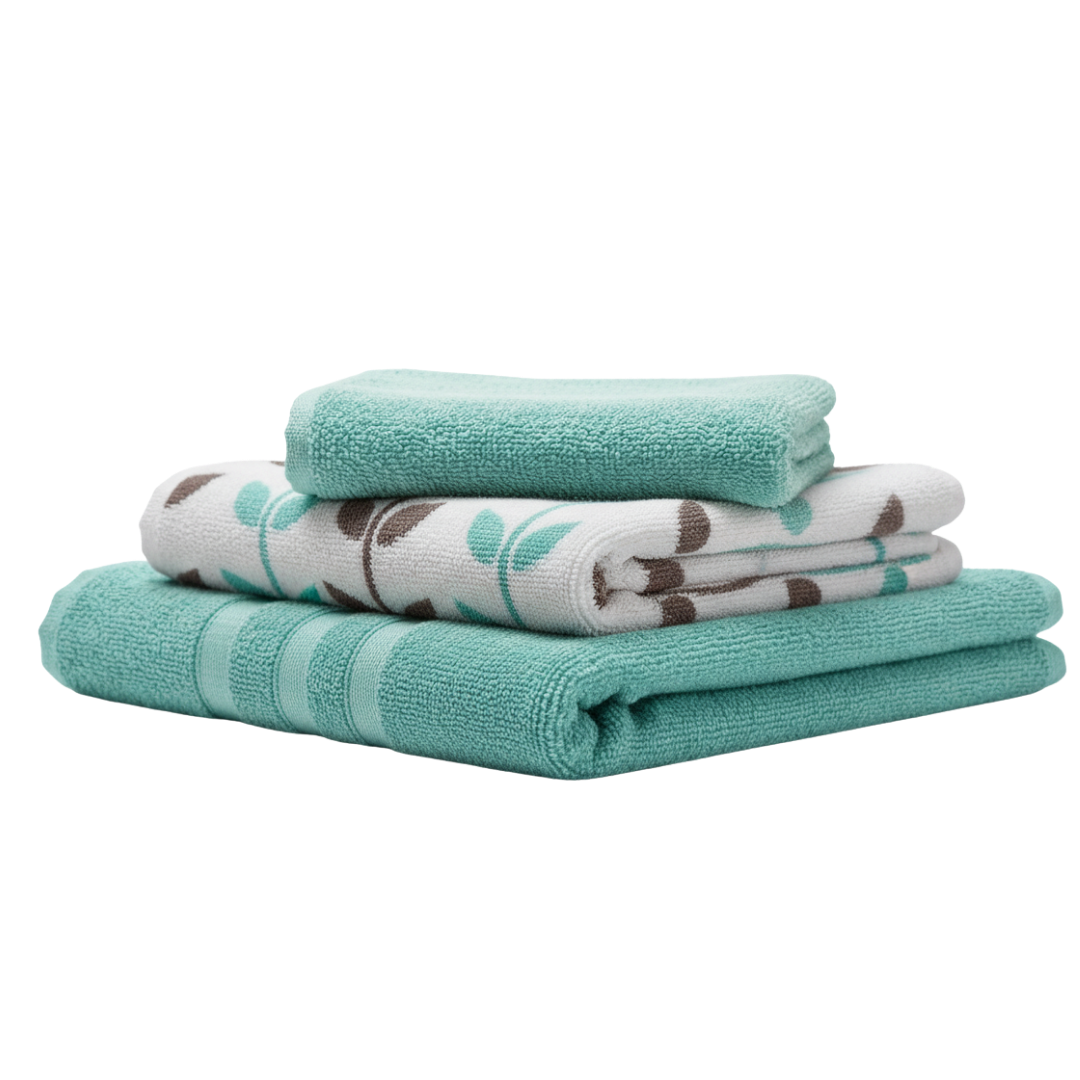 Aqua Vine Reversible 6-Piece Towel Set — 100% Cotton, Ultra-Soft & Super Absorbent
