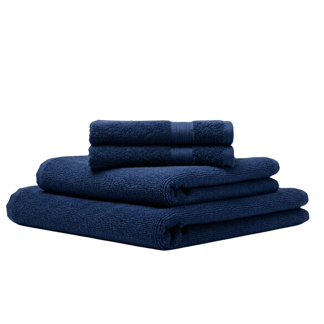 6‑Piece Cotton Towel Set — plush, fade‑resistant 100% cotton in deep navy. 600GSM. Includes 2 bath towels, 2 hand towels and 2 washcloths